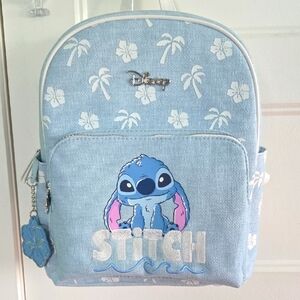 Disney Primark Stitch Backpack NWT New W Tags Blue White Zipper Pockets Palm Tre